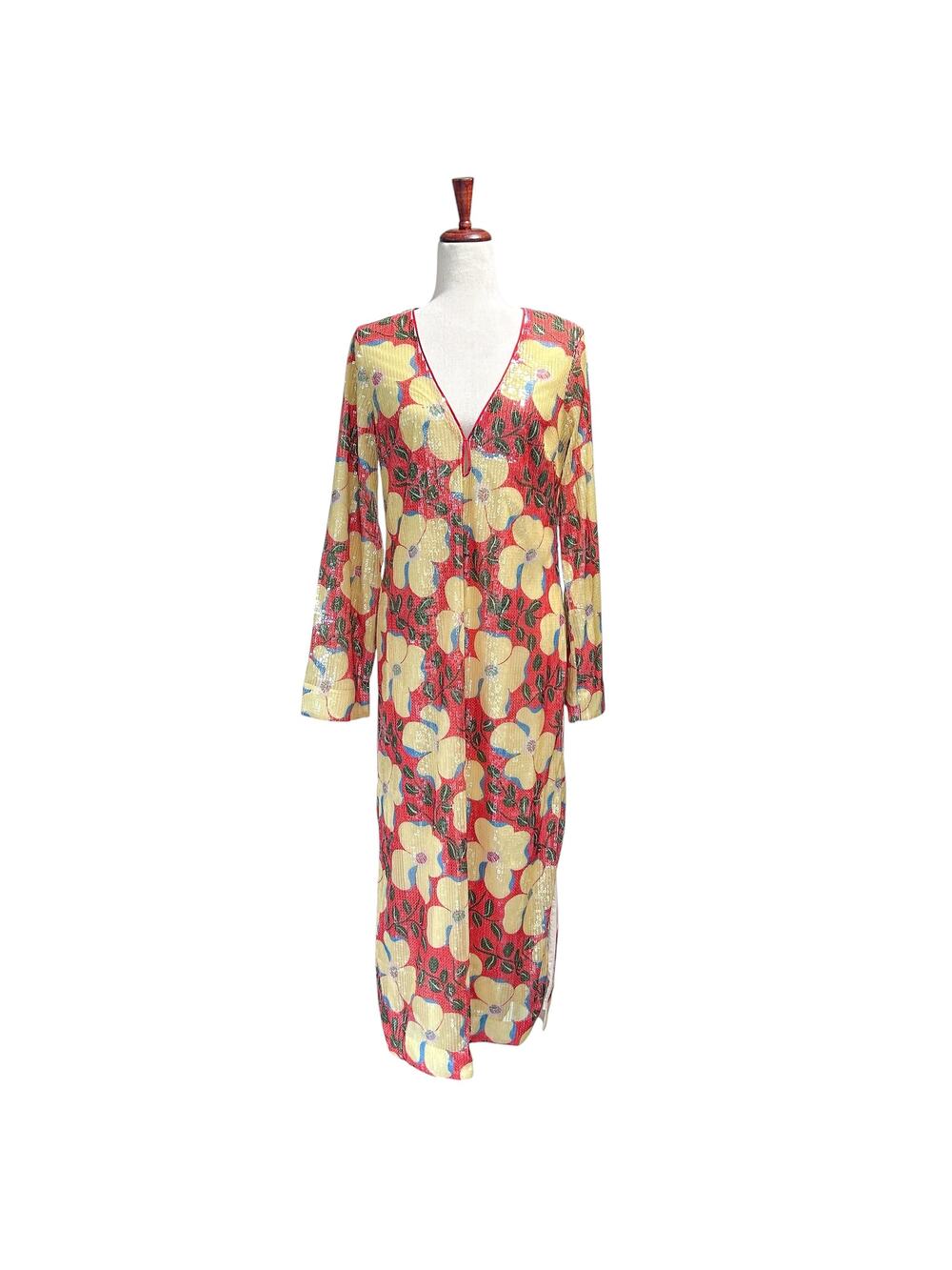 Rhode Size 4 NWT Terry Dress Scarlet Martinique Midi Vacation Boho Sequined